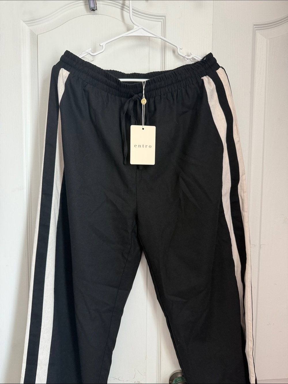 entro Black Joggers with White Side Stripes